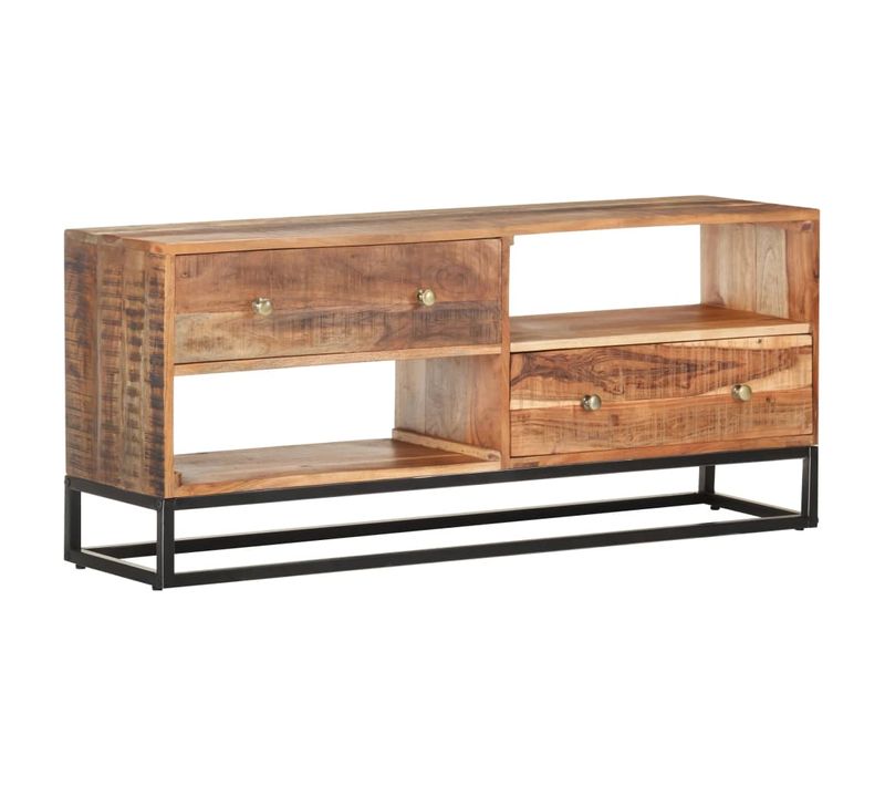 Meuble TV 120x30x50 Cm Bois D'acacia Brut