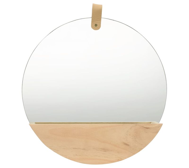 322801 Wall Mirror Solid Pinewood 35 Cm