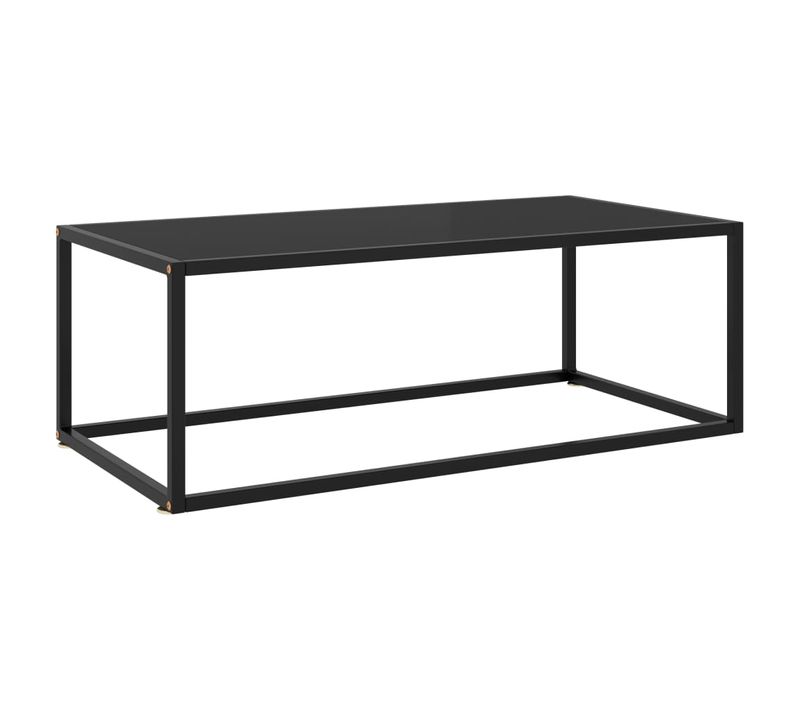 Table Basse Noir Avec Verre Noir 100x50x35 Cm