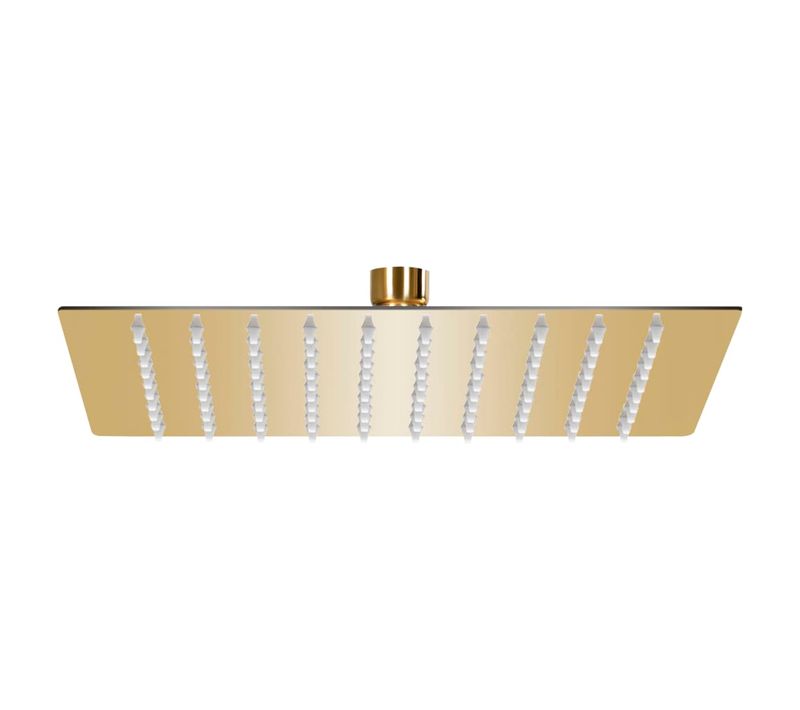 Pomme De Douche Pluie Acier Inoxydable 20x20 Cm Carrée Doré