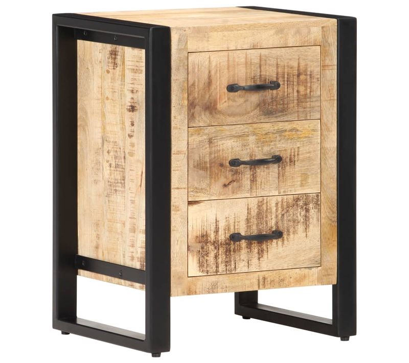 Table De Chevet 40x35x55 Cm Bois De Manguier Solide