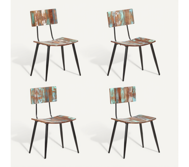 Chaises À Manger Lot De 4 Bois De Récupération Solide