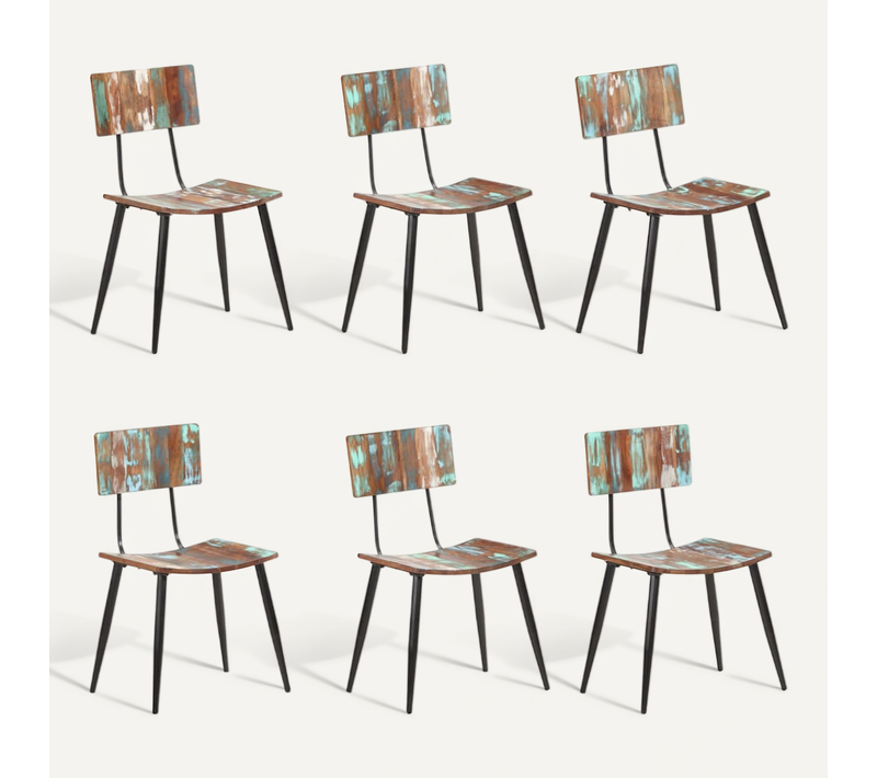 Chaises À Manger Lot De 6 Bois De Récupération Solide