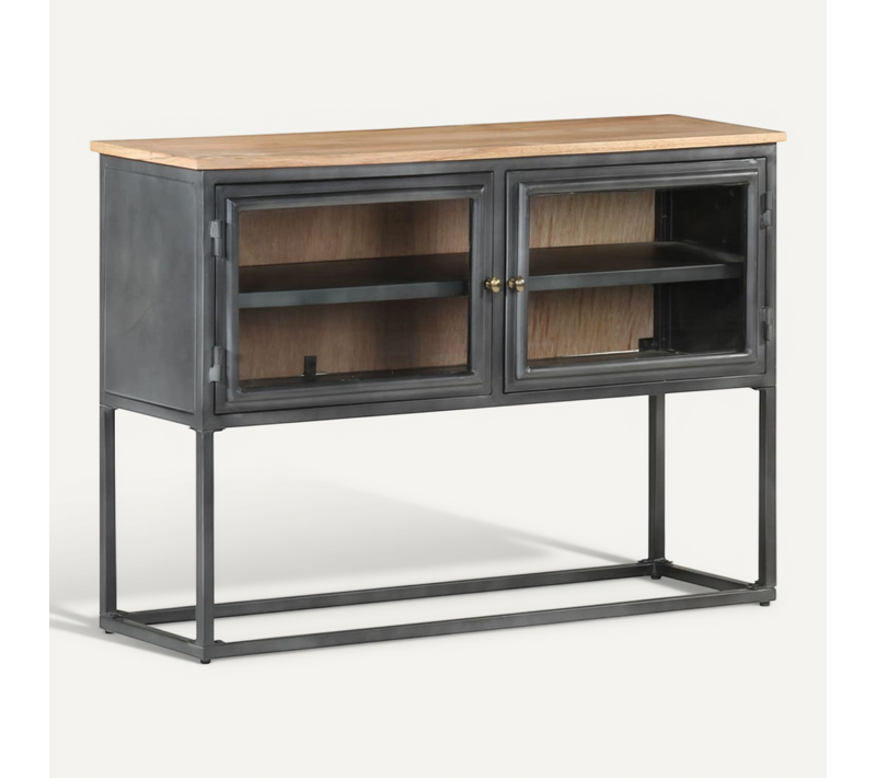 Buffet Gris 100x30x70 Cm Bois D'acacia Massif