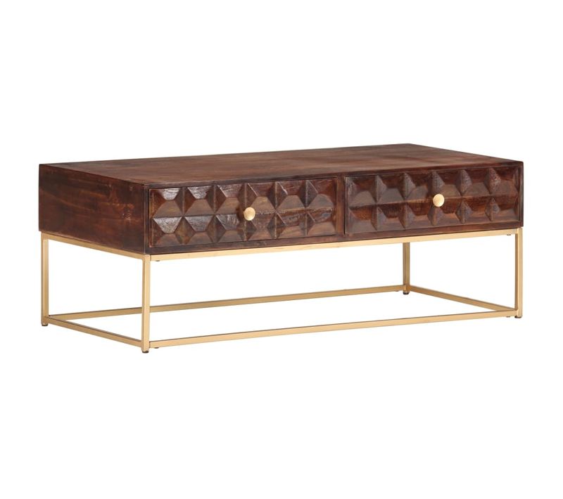 Table Basse 112x50x40 Cm Bois De Manguier Massif