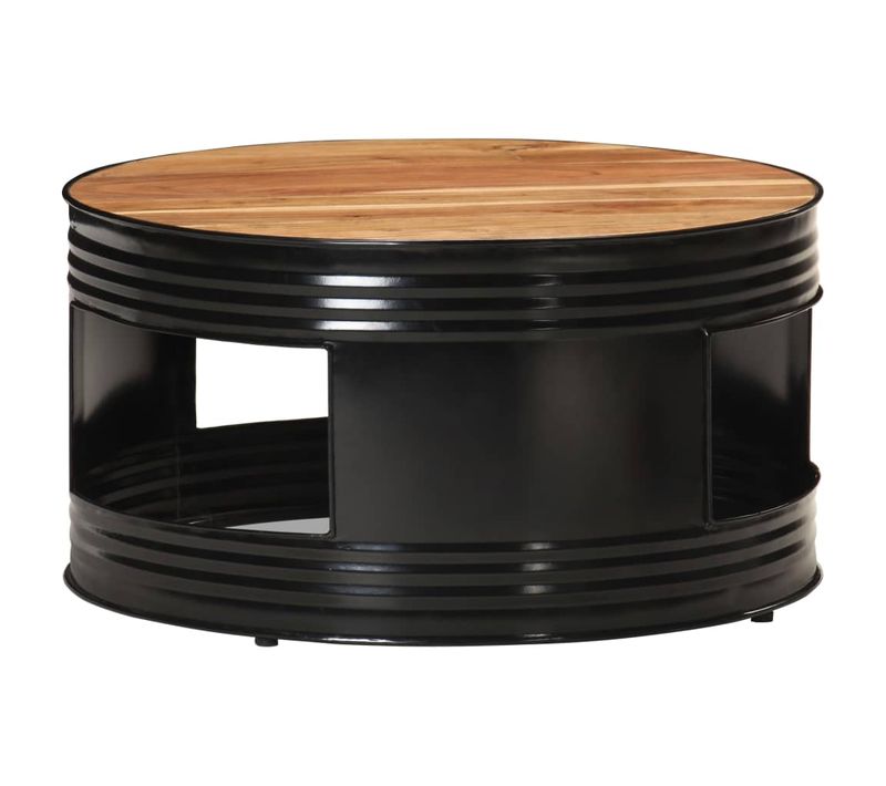 Table Basse Noir 68x68x36 Cm Bois D'acacia Massif