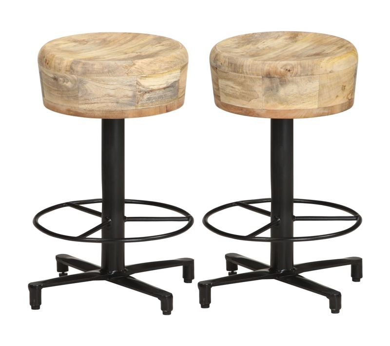Tabourets De Bar Lot De 2 52 Cm Bois De Manguier Massif
