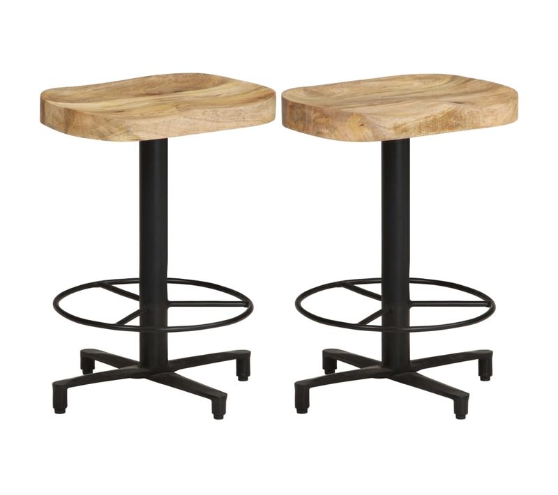 Tabourets De Bar 2 PCs 52 Cm Bois De Manguier Massif