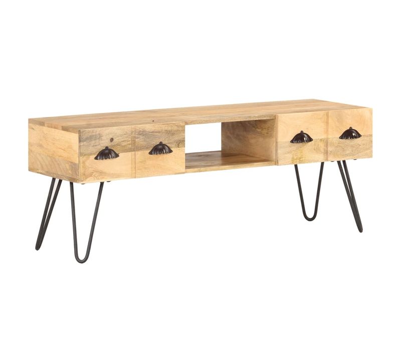 Meuble TV 120x35x45 Cm Bois Solide De Manguier