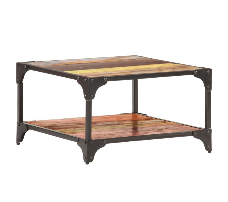 Table Basse 60x60x35 Cm Bois De Récupération Massif