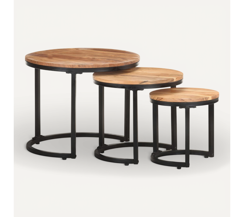 Tables D'appoint 3 Pièces Bois D'acacia Solide