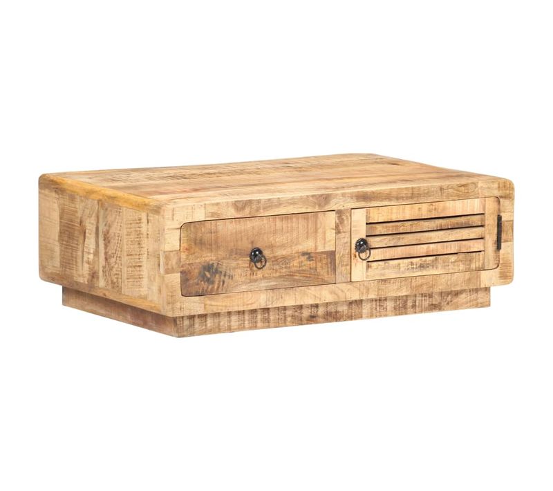 Table Basse 90x60x29 Cm Bois De Manguier Brut