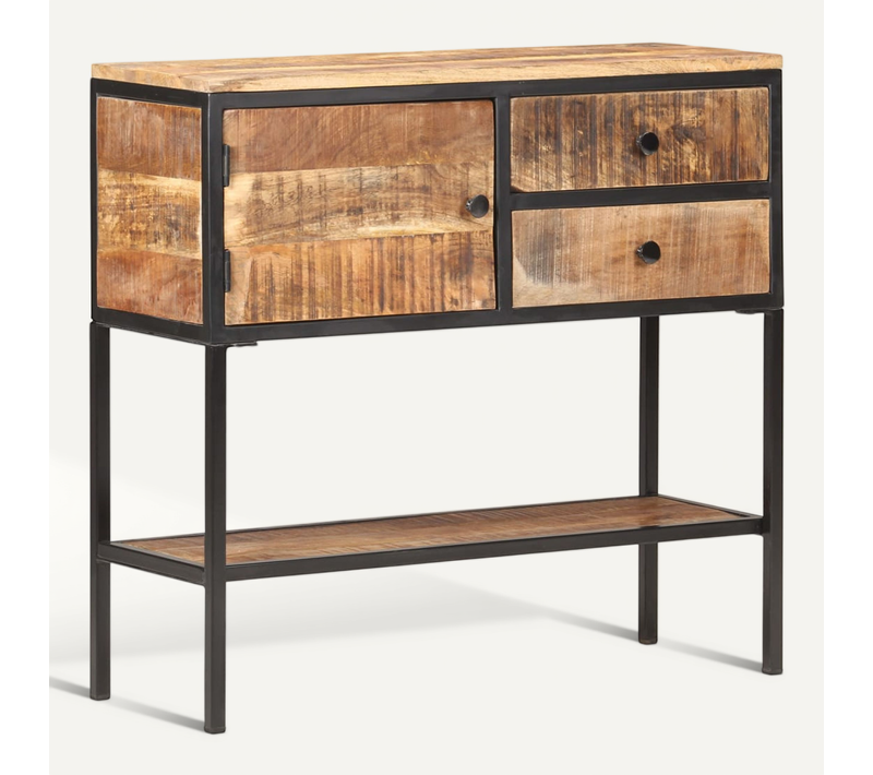 Buffet 85x30x80 Cm Bois De Manguier Brut