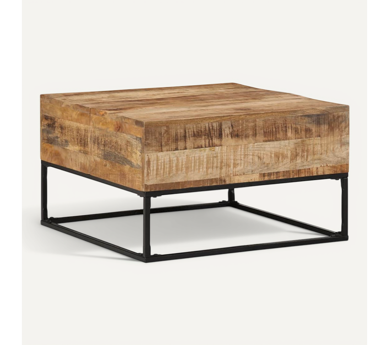 Table Basse 68x68x41 Cm Bois De Manguier Brut