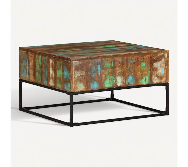 Table Basse 68x68x41 Cm Bois De Récupération Solide