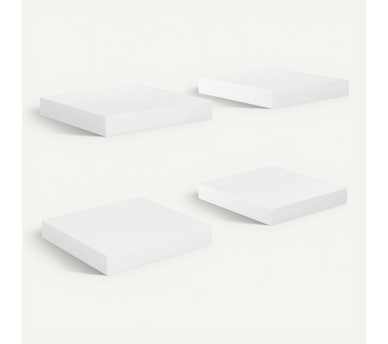 étagère Murale Flottante 4 Pièces Blanc Brillant 23x23,5x3,8cm Mdf