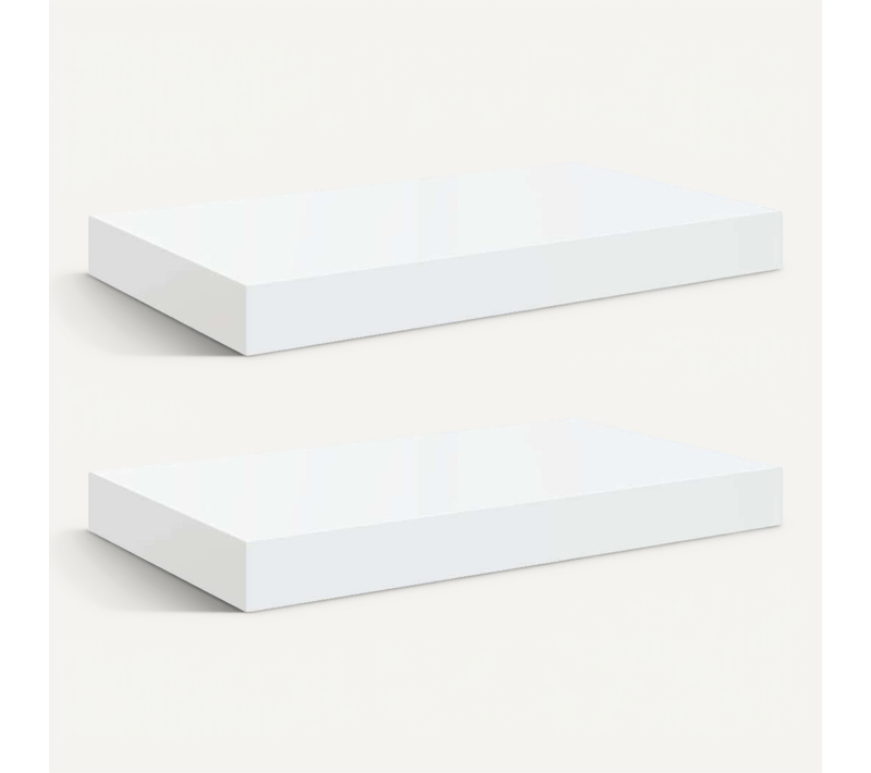 étagère Murale Flottante 2 Pièces Blanc Brillant 40x23,5x3,8 Cm Mdf