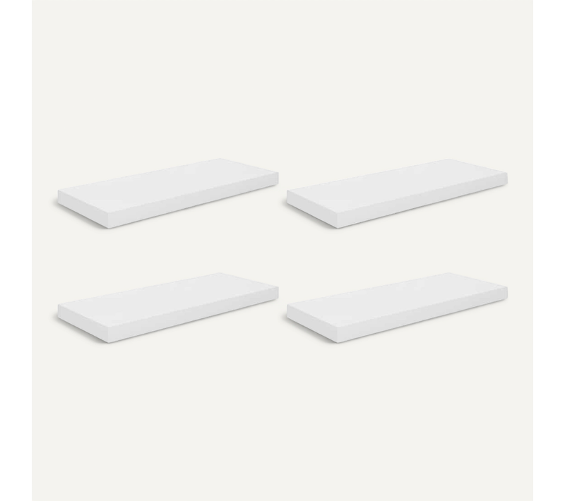 étagère Murale Flottante 4 Pièces Blanc Brillant 60x23,5x3,8cm Mdf
