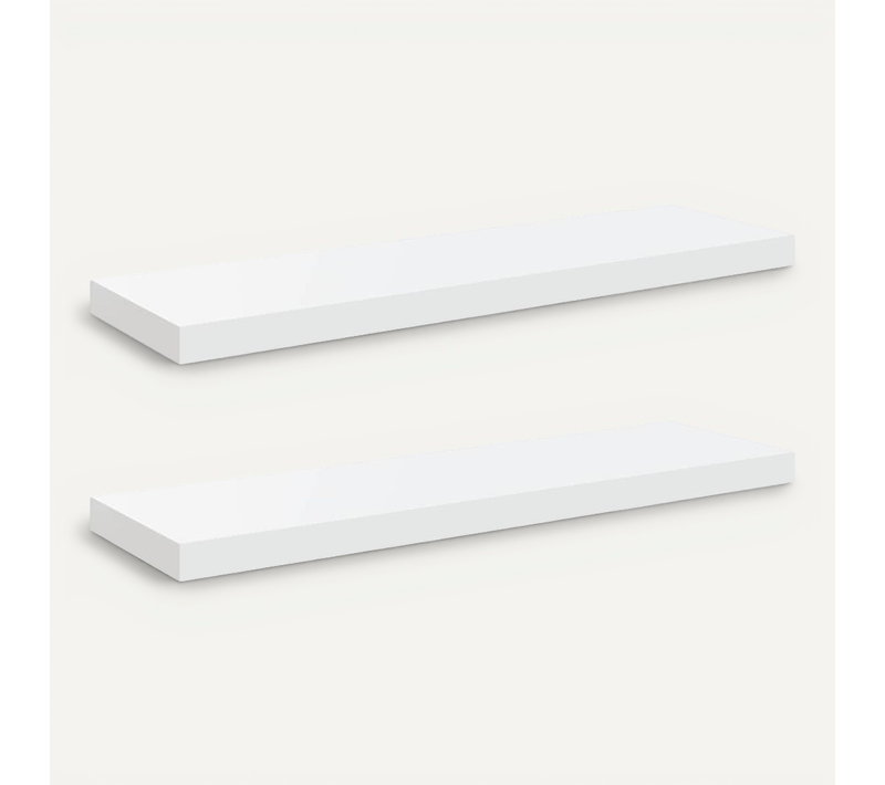 étagère Murale Flottante 2 Pièces Blanc Brillant 80x23,5x3,8cm Mdf