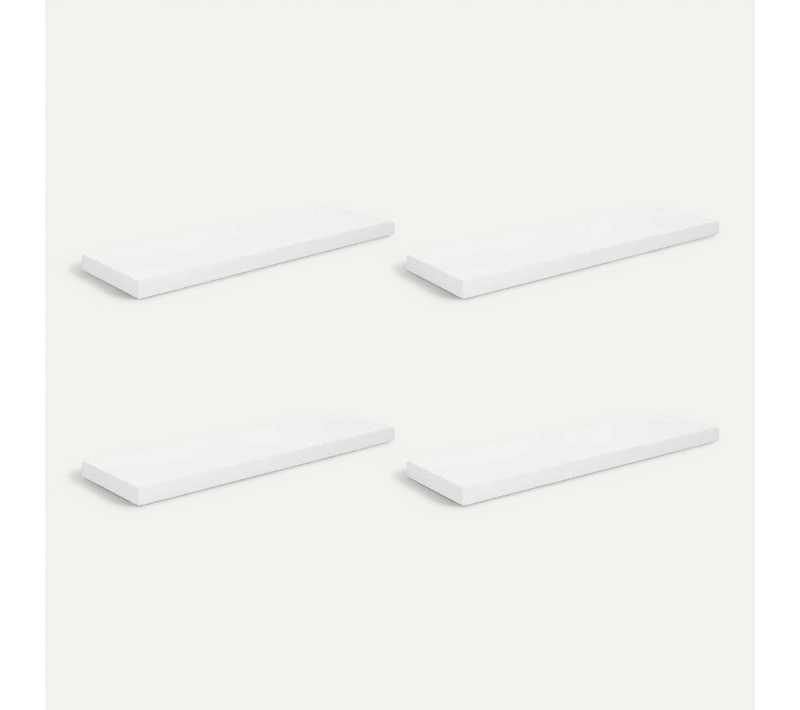 étagère Murale Flottante 4 Pièces Blanc Brillant 80x23,5x3,8cm Mdf
