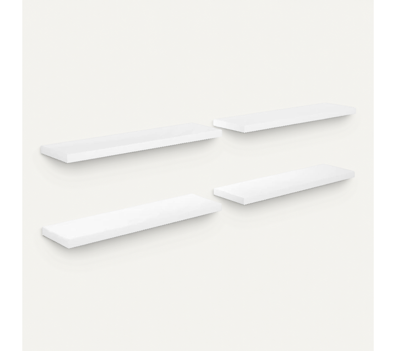 étagère Murale Flottante 4 Pièces Blanc Brillant 90x23,5x3,8cm Mdf
