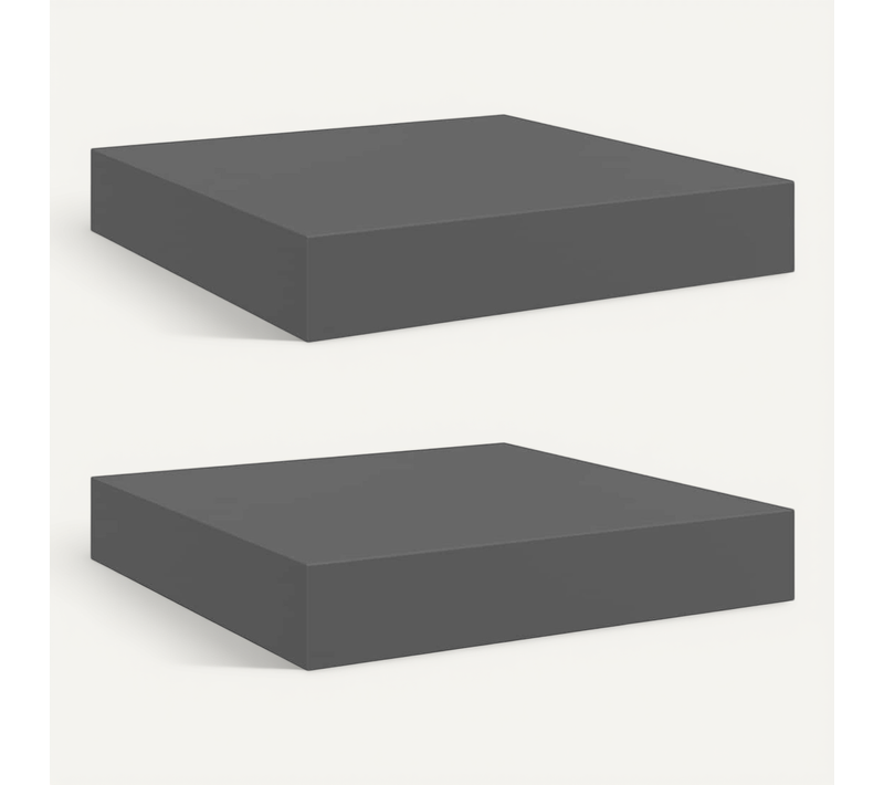 étagère Murale Flottante 2 Pièces Gris Brillant 23x23,5x3,8 Cm Mdf