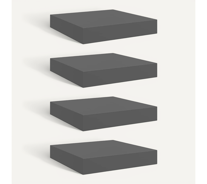étagère Murale Flottante 4 Pièces Gris Brillant 23x23,5x3,8 Cm Mdf