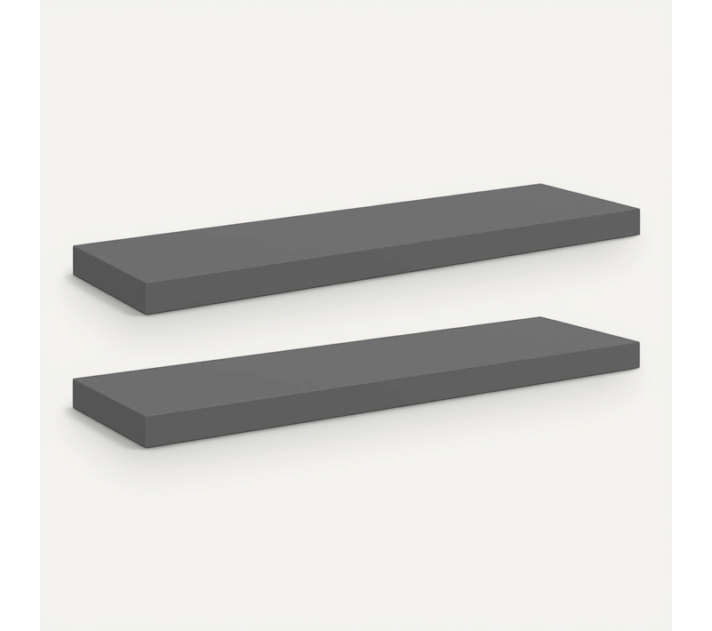 étagère Murale Flottante 2 Pièces Gris Brillant 80x23,5x3,8 Cm Mdf
