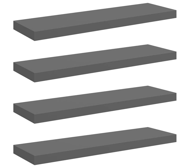 étagère Murale Flottante 4 Pièces Gris Brillant 80x23,5x3,8 Cm Mdf