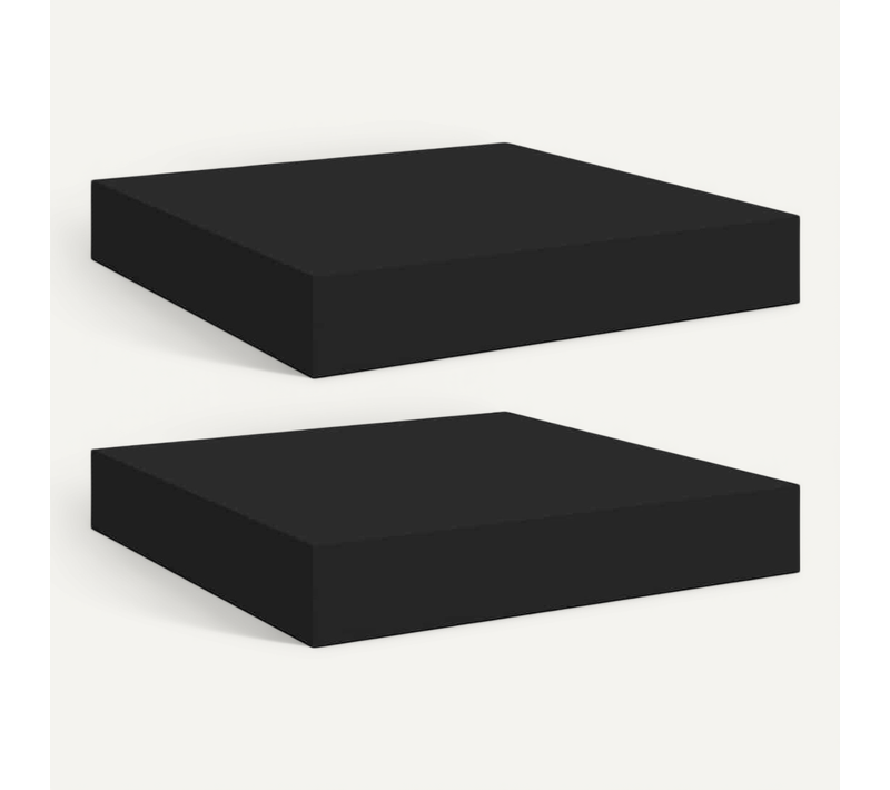 étagères Murales Flottantes 2 Pièces Noir 23x23,5x3,8 Cm Mdf