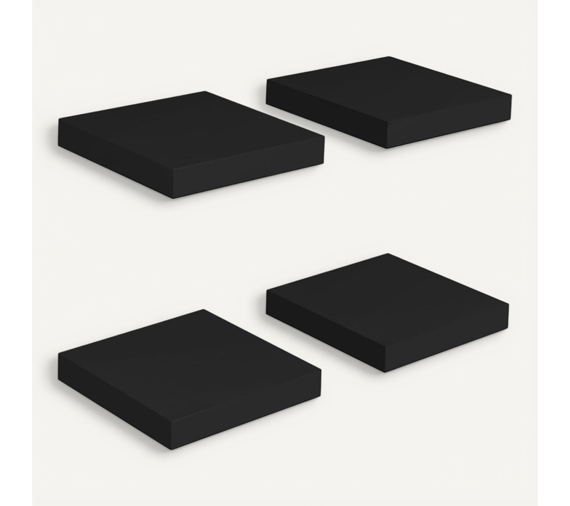 étagères Murales Flottantes 4 Pièces Noir 23x23,5x3,8 Cm Mdf