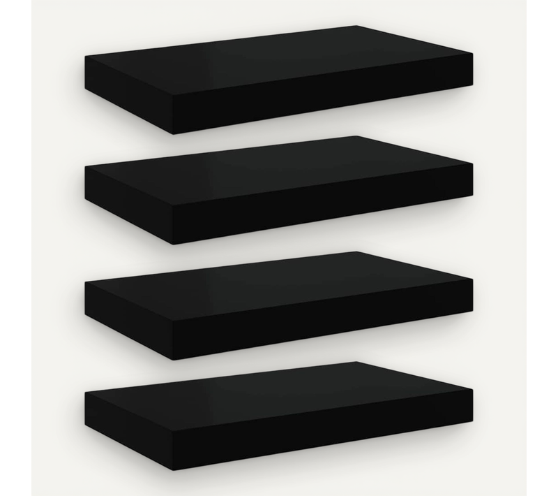 étagères Murales Flottantes 4 Pièces Noir 40x23,5x3,8 Cm Mdf