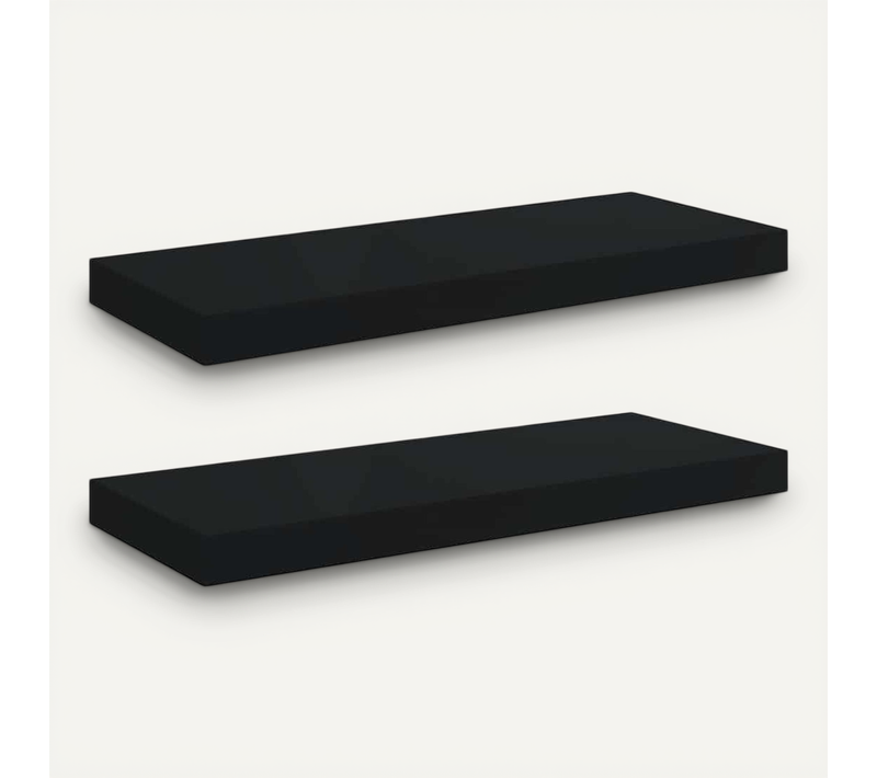 étagères Murales Flottantes 2 Pièces Noir 60x23,5x3,8 Cm Mdf