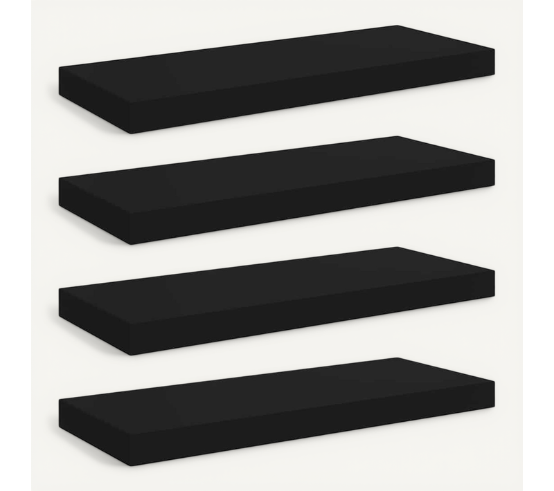 étagères Murales Flottantes 4 Pièces Noir 60x23,5x3,8 Cm Mdf