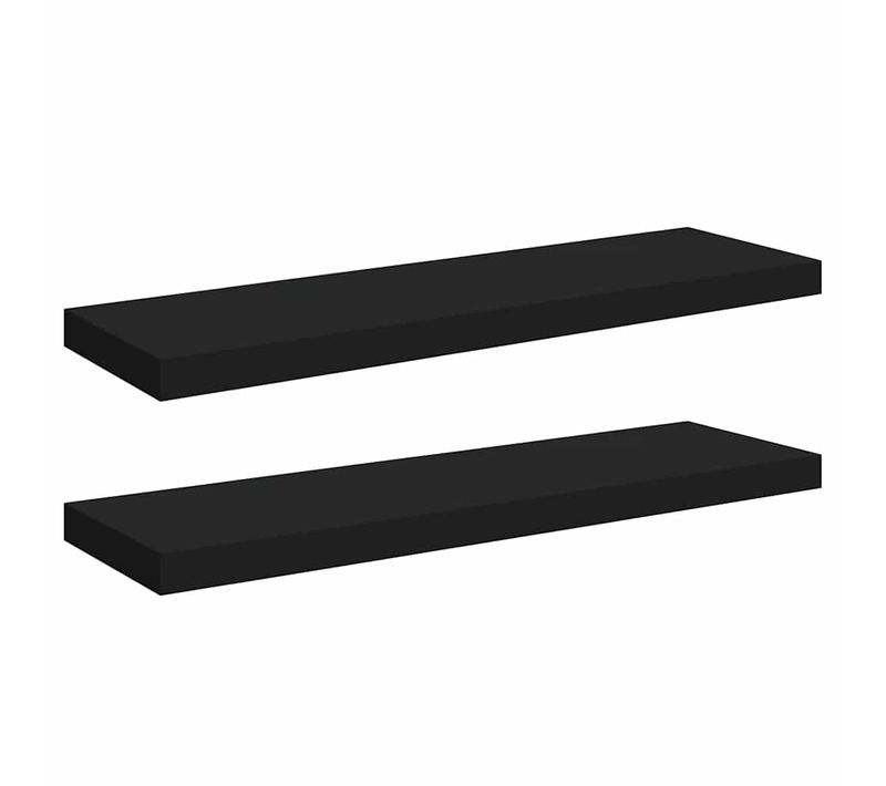 Étagères Murales Flottantes 2 Pièces Noir 80x23,5x3,8 Cm Mdf