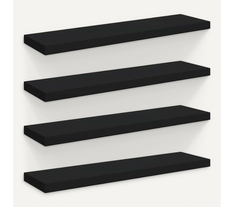 étagères Murales Flottantes 4 Pièces Noir 90x23,5x3,8 Cm Mdf