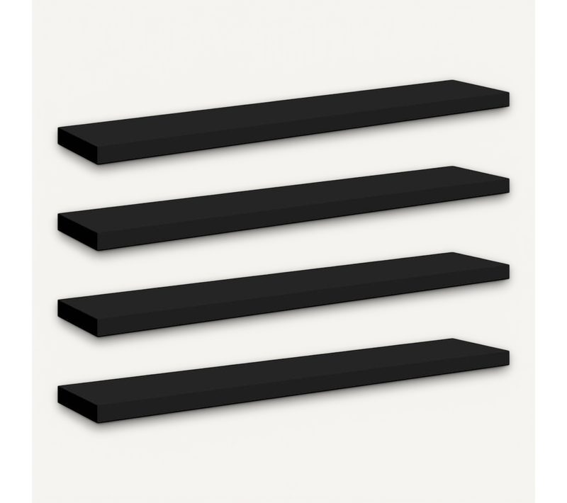 étagères Murales Flottantes 4 Pièces Noir 120x23,5x3,8 Cm Mdf