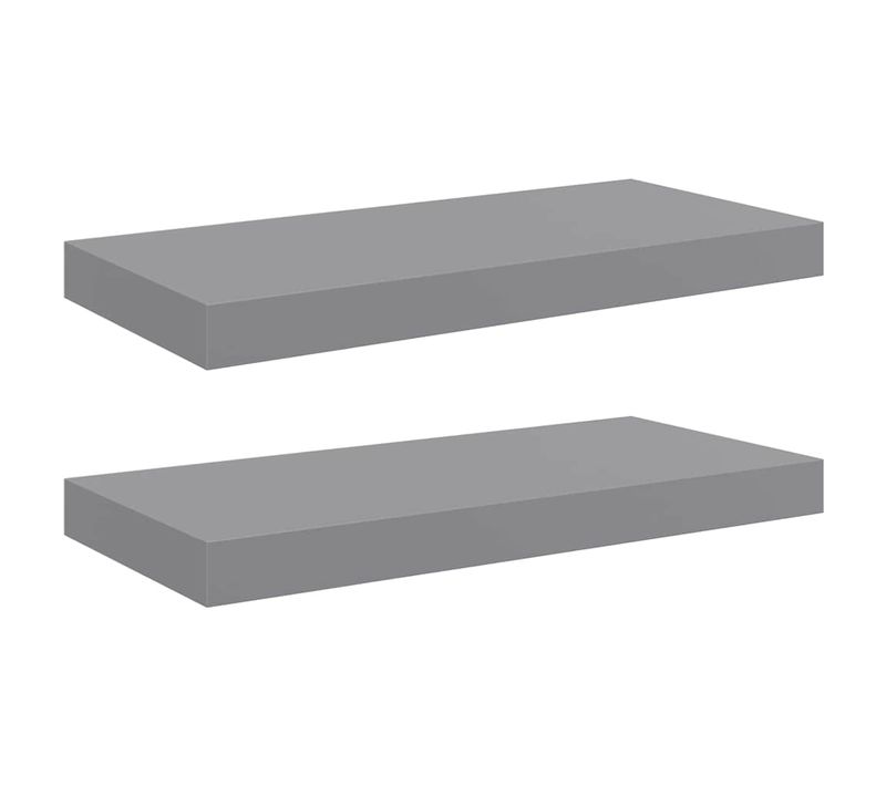 étagères Murales Flottantes 2 Pièces Gris 50x23,5x3,8 Cm Mdf