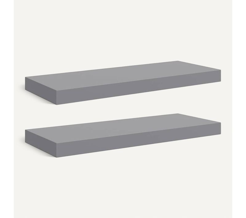 étagères Murales Flottantes 2 Pièces Gris 60x23,5x3,8 Cm Mdf