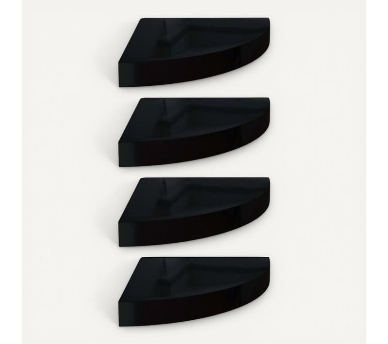 Étagères D'angle Flottantes 4 Pièces Noir Brillant 25x25x3,8cm Mdf