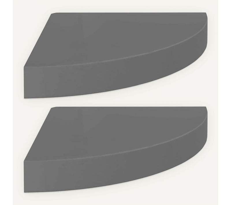 étagères D'angle Flottantes 2pcs Gris Brillant 25x25x3,8cm Mdf