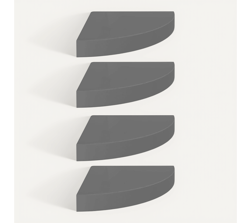 étagères D'angle Flottantes 4 Pièces Gris Brillant 25x25x3,8cm Mdf