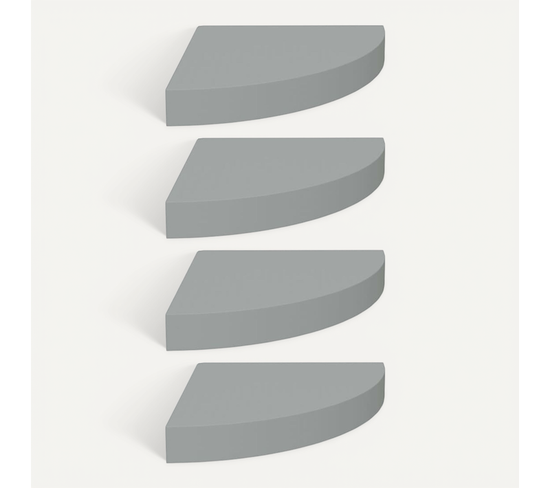 étagères D'angle Flottantes 4 Pièces Gris 25x25x3,8 Cm Mdf