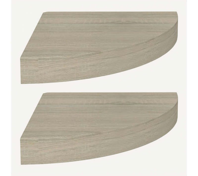 Étagères D'angle Flottantes 2 Pièces Chêne 25x25x3,8 Cm Mdf