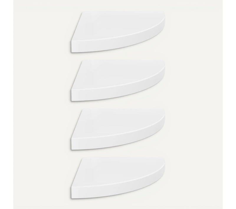 étagères D'angle Flottantes 4pcs Blanc Brillant 35x35x3,8cm Mdf