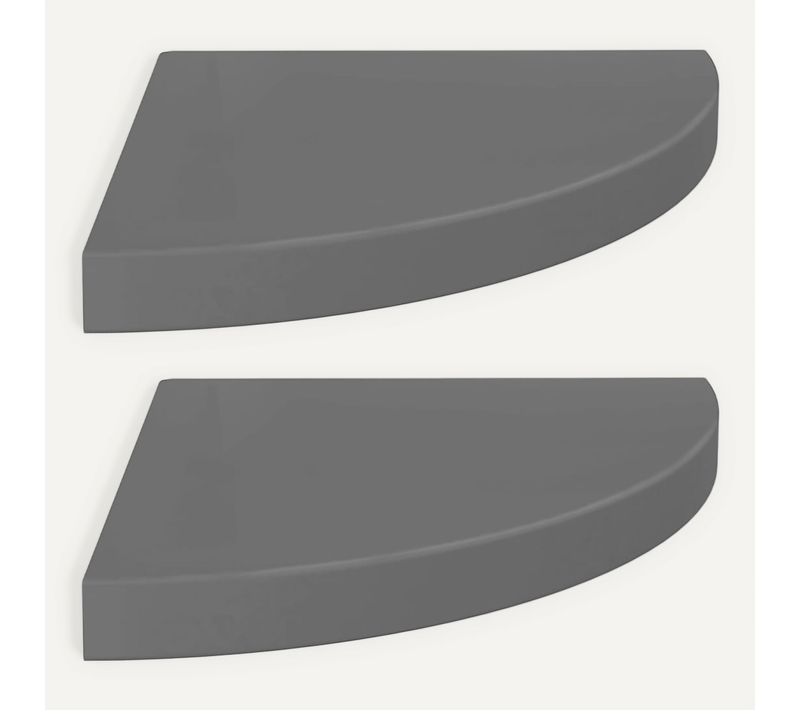 étagères D'angle Flottantes 2pcs Gris Brillant 35x35x3,8 Cm Mdf