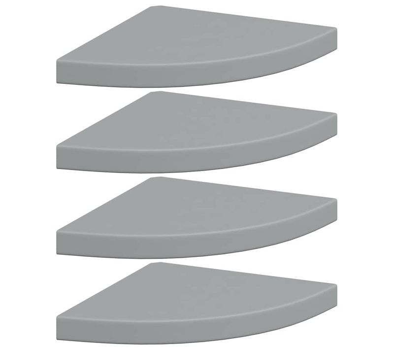 étagères D'angle Flottantes 4 Pièces Gris 35x35x3,8 Cm Mdf