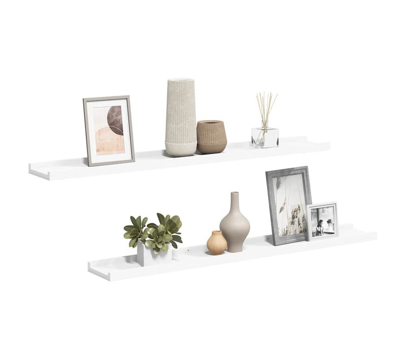 Étagères à Rebord Pour Cadre Photo 2 Pièces Blanc 80x9x3 Cm Mdf