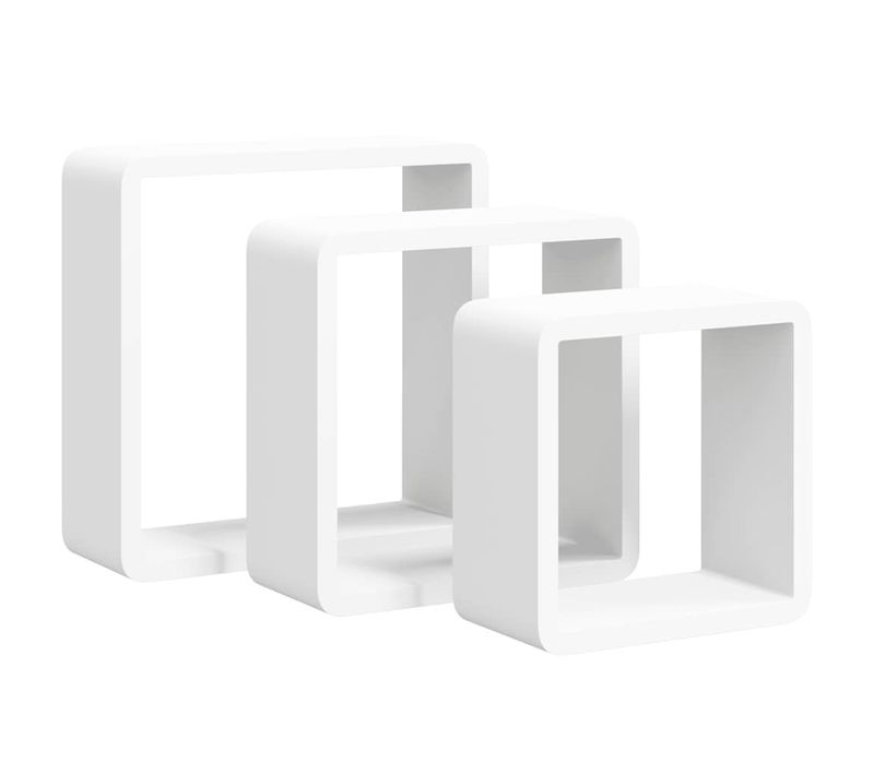 Étagères Murales Sous Forme De Cube 3 Pièces Blanc Mdf