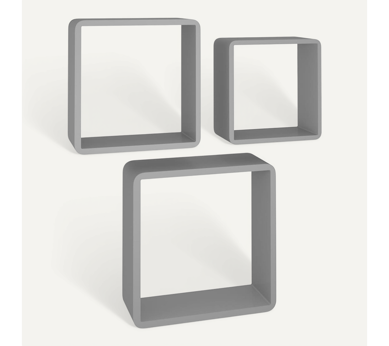 Étagères Murales Sous Forme De Cube 3 Pièces Gris Mdf